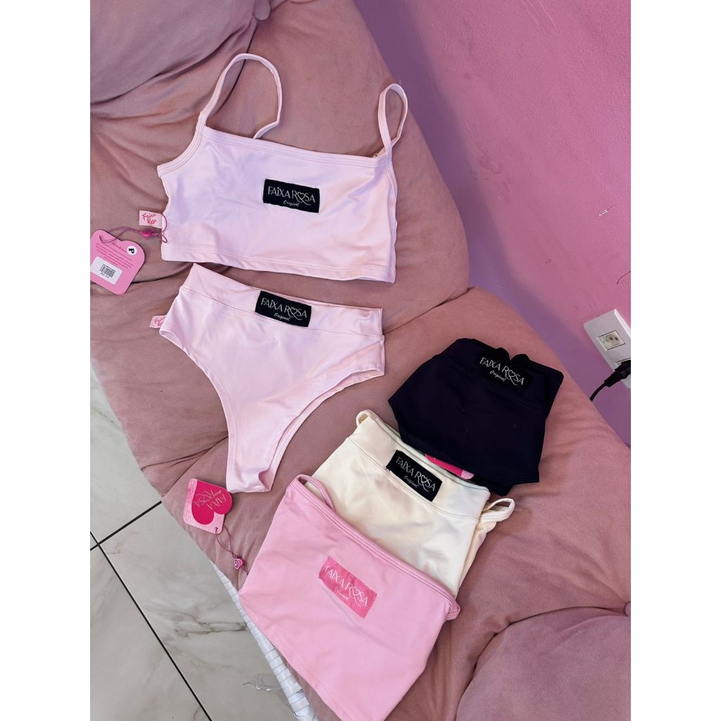 Conjunto Hot pants moda gringa, conjunto gringa faixa rosa em Oferta na Shopee