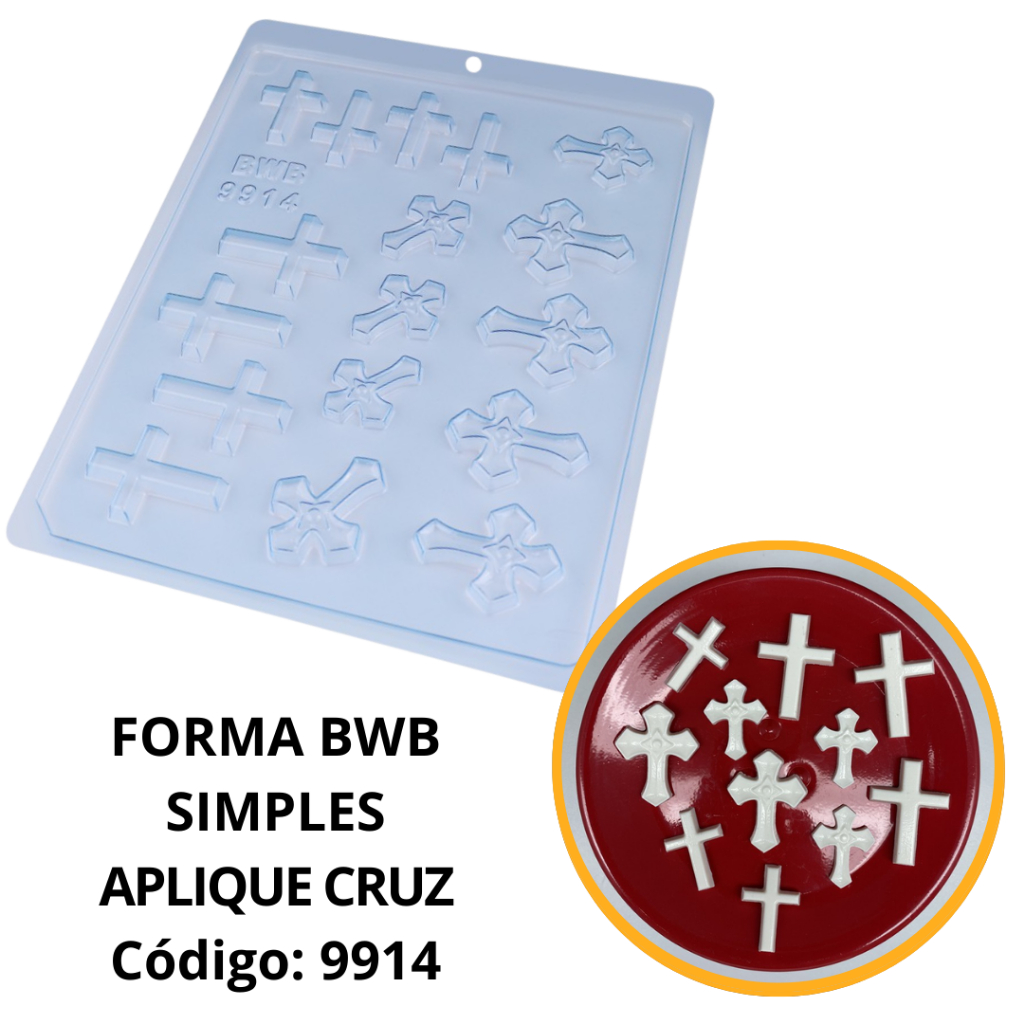 1~10 FORMA SIMPLES APLIQUE CRUZ COD.:9914 EM ACETATO BWB PARA BOMBOM DOCES DE CHOCOLATE, CONFEITARIA E DOCERIA. em Oferta na Shopee