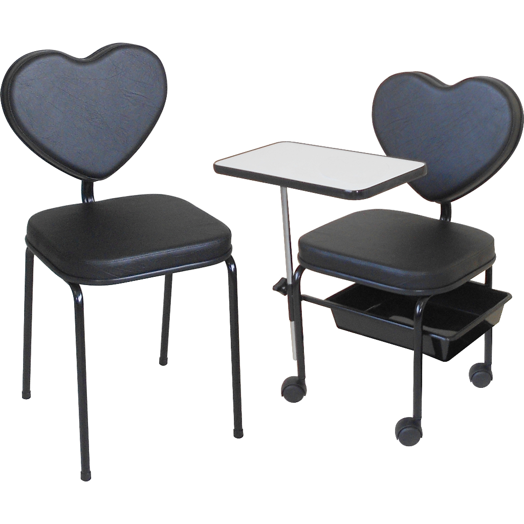Cadeira Manicure Mod; Love + Cadeira Cliente + Suporte Pedicuro + Kit Trio Love