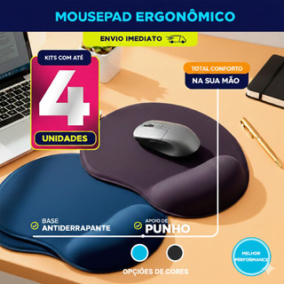 Mousepad Gamer Para Estudo Kit 4, 3, 2, e 1 und Com Apoio De Punho Pulso Mouse Pad Ergono…