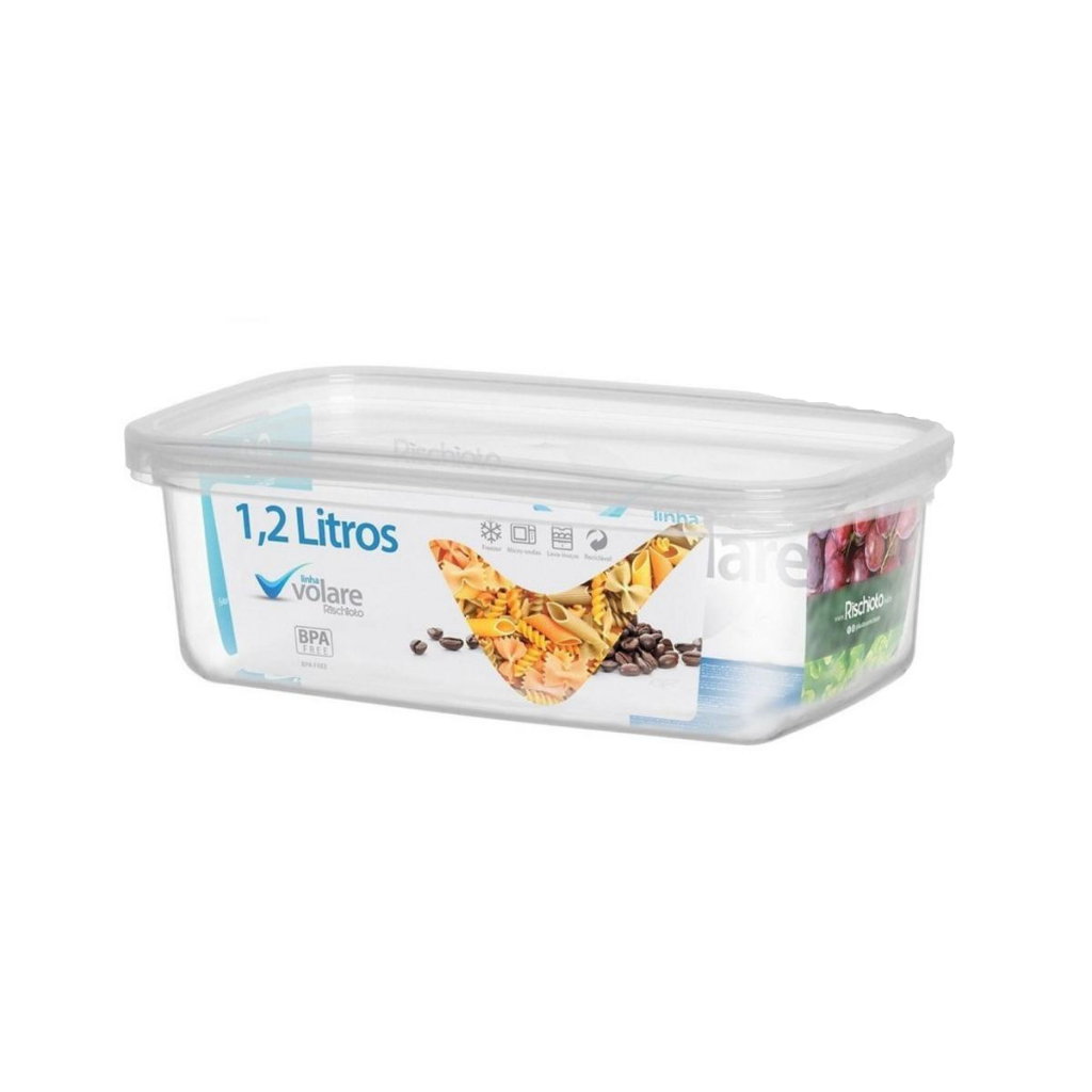 Pote Contêiner Plástico Retangular 1,2l Freezer Cozinha Armazenamento Microondas Rischioto