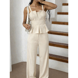 Kliou Fashion Conjunto Elegante com Top de Alças Ajustáveis e Calça Pantalona Casula com Bolso Diário Verão em Oferta na Shopee