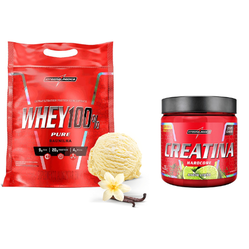 Kit Whey Integralmédica 900g e Creatina 350g Sabores Whey Creatina Integralmédica