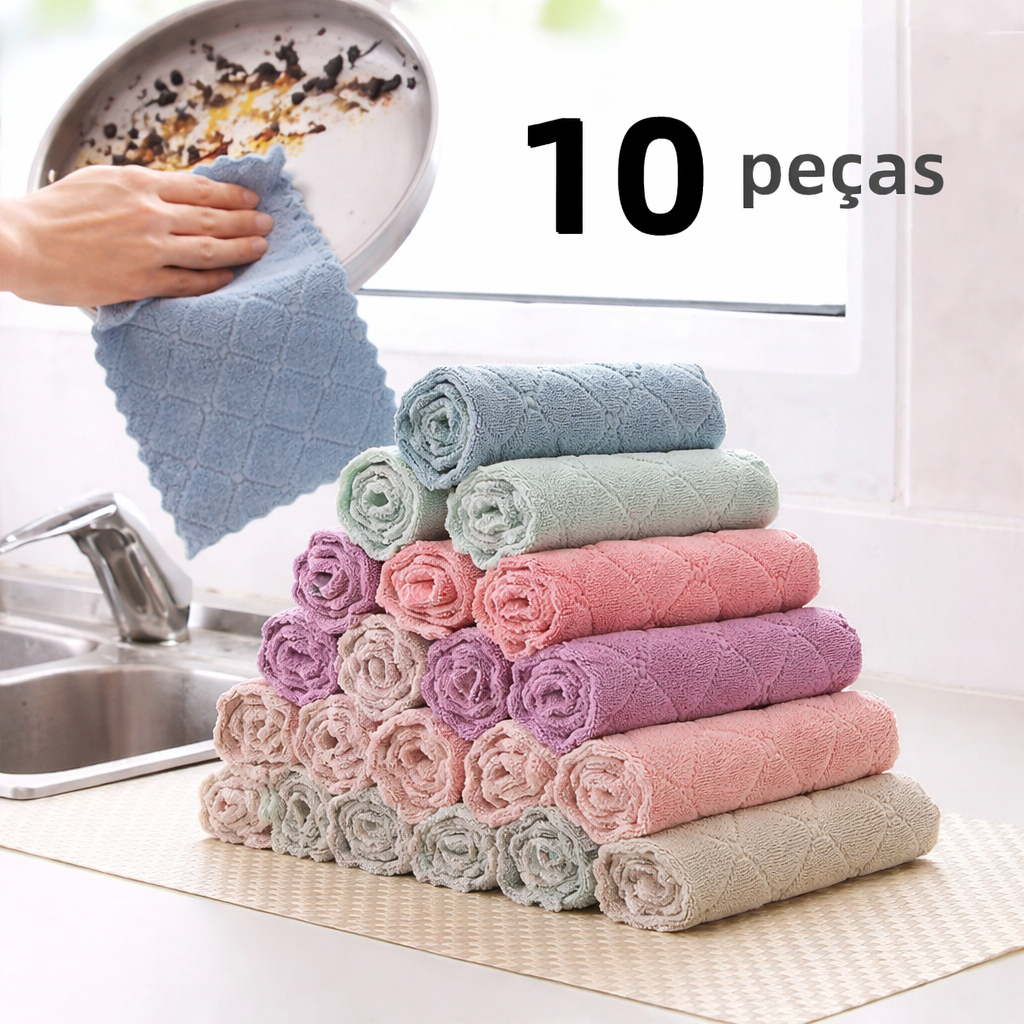 Pano de Limpeza Microfibra 25x15cm com Absorção de Água Limpeza Não Risca Multiuso em Oferta na Shopee