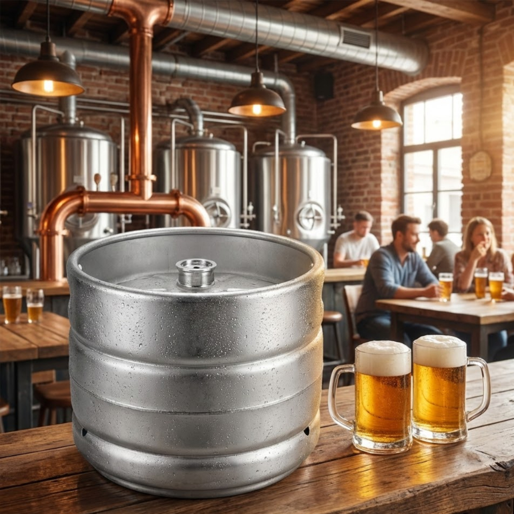 Barril de Chopp Euro 20L Aço Inox 304 com Válvula Tipo S + Sifão