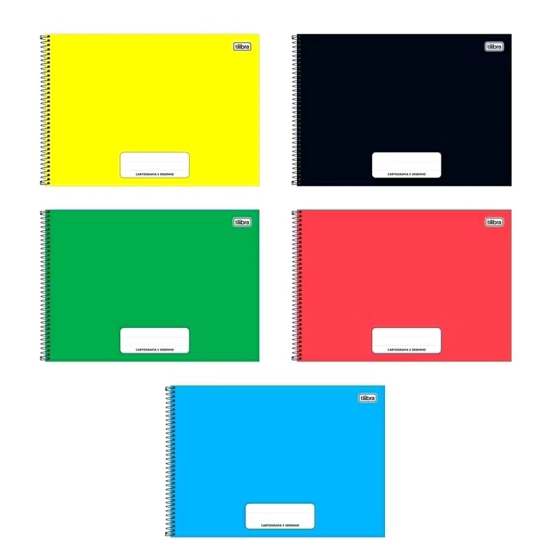 Kit 5 Cartografia Desenho 96 Folhas Grande Volta as Aulas Escolar