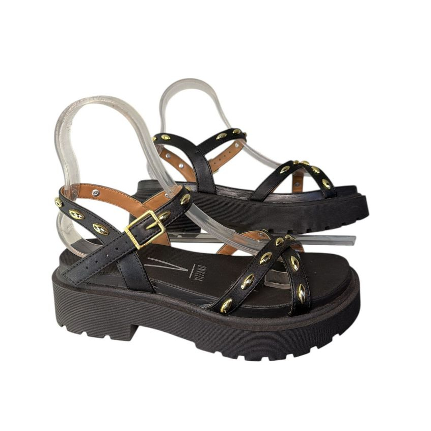 PAPETE VIZZANO PRETA COM DOURADA/BIRKIN/FLATFORM/PLATAFORMA