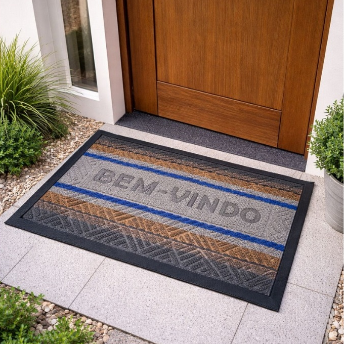 TAPETE BEM VINDO DE PORTA 40x60 CAPACHO ENTRADA EMBORRACHADO ANTIDERRAPANTE ESTAMPADO PARA CASA em Oferta na Shopee