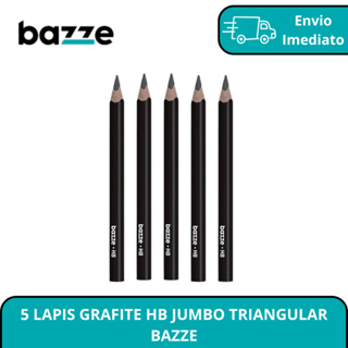 5 LAPIS GRAFITE HB JUMBO TRIANGULAR BAZZE em Oferta na Shopee