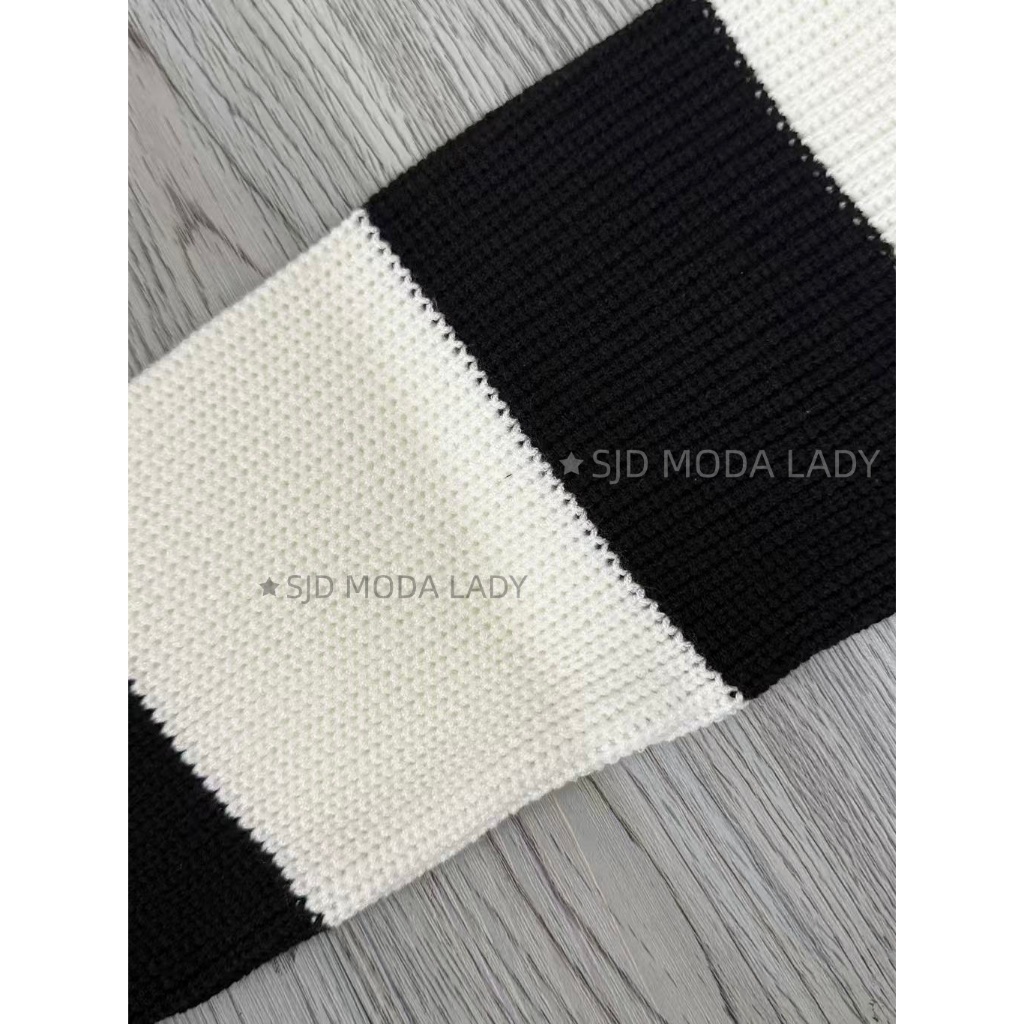 SJD MODA LADY sueter listrado trico modal de la ombro caido super outono inverno estilo coreano y2k adolescente juvenil — imagem 2 de 2