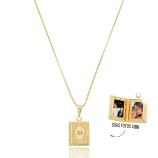 Colar Relicário Livro Minimalista - Banhado a Ouro 18K em Oferta na Shopee