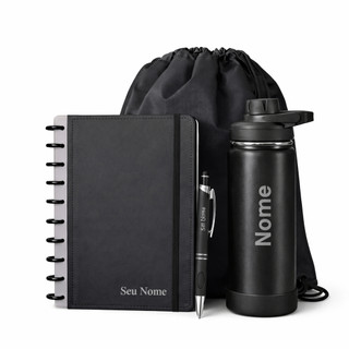 Kit Presente Personalizado com Nome | Caderno, Caneta e Garrafa Térmica Volta Aulas