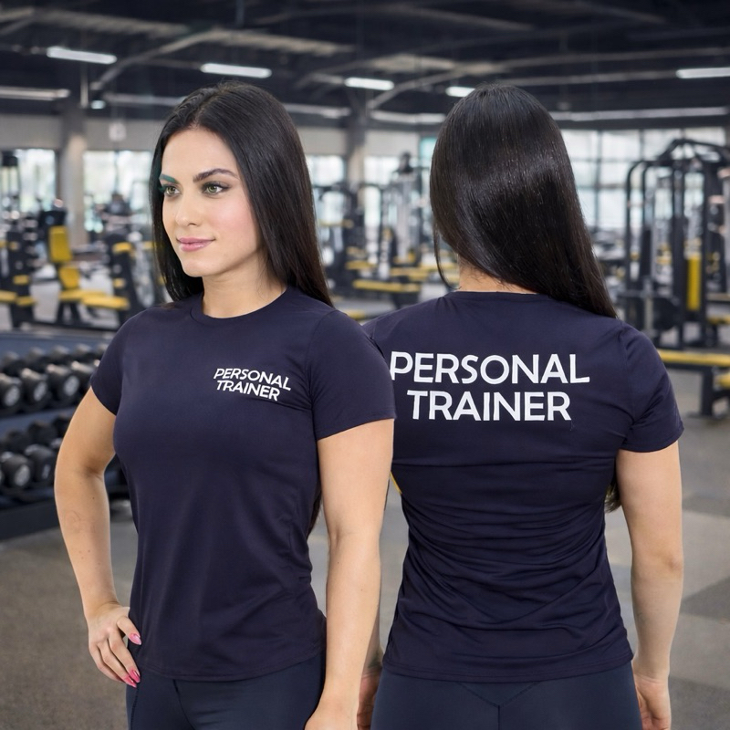 Camiseta Dry Fit Personal Trainer Feminina Camisa 100% Poliéster leve Resistente Confortável ideal Academia Treino