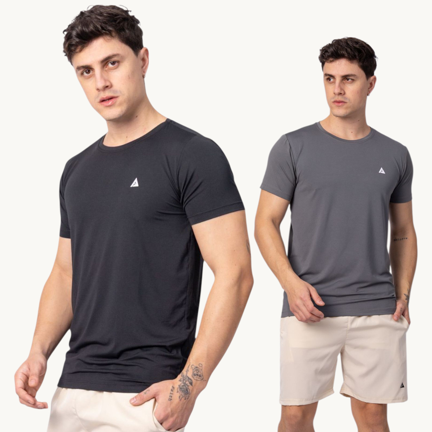 Kit 2 Camisetas Dry Fit Poliamida Masculina Academia Treino Toque gelado tecido respirável