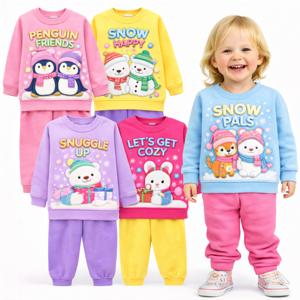 kit 6 peças de Moletom Infantil Menina Conjuntos de Moletom Infantil Feminino Inverno Menina Kit 3 conjuntos