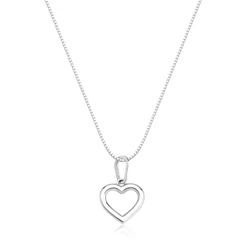 colar prata 925 coração vazado 10x10mm veneziana 45cm