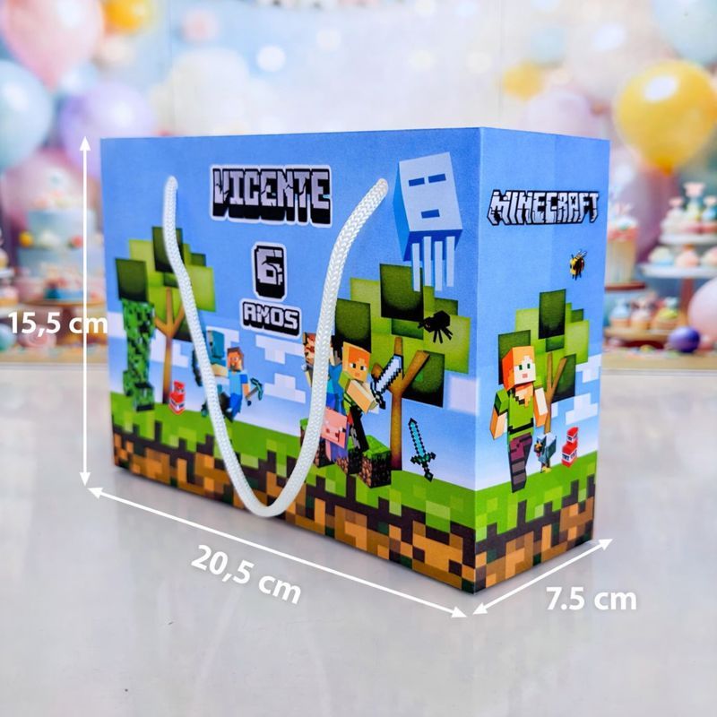 Sacolinha Surpresa personalizada MINECRAFT - Personalizados SACOLAS MINECRAFT   -  PEGUE E MONTE