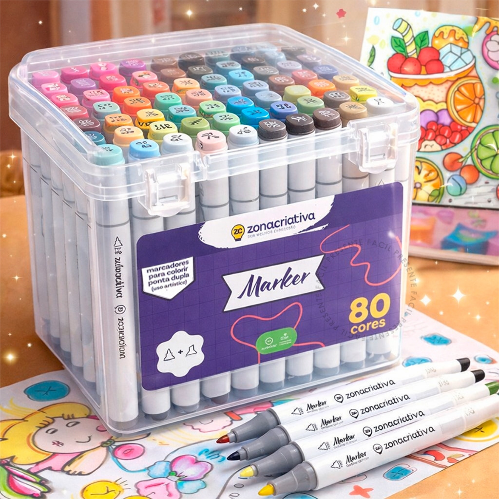 36/60/80 Peças Caneta Marcadora de Cabeça Dupla Oleosa Conjunto de Canetas Aquarela Crianças Canetinhas em Oferta na Shopee