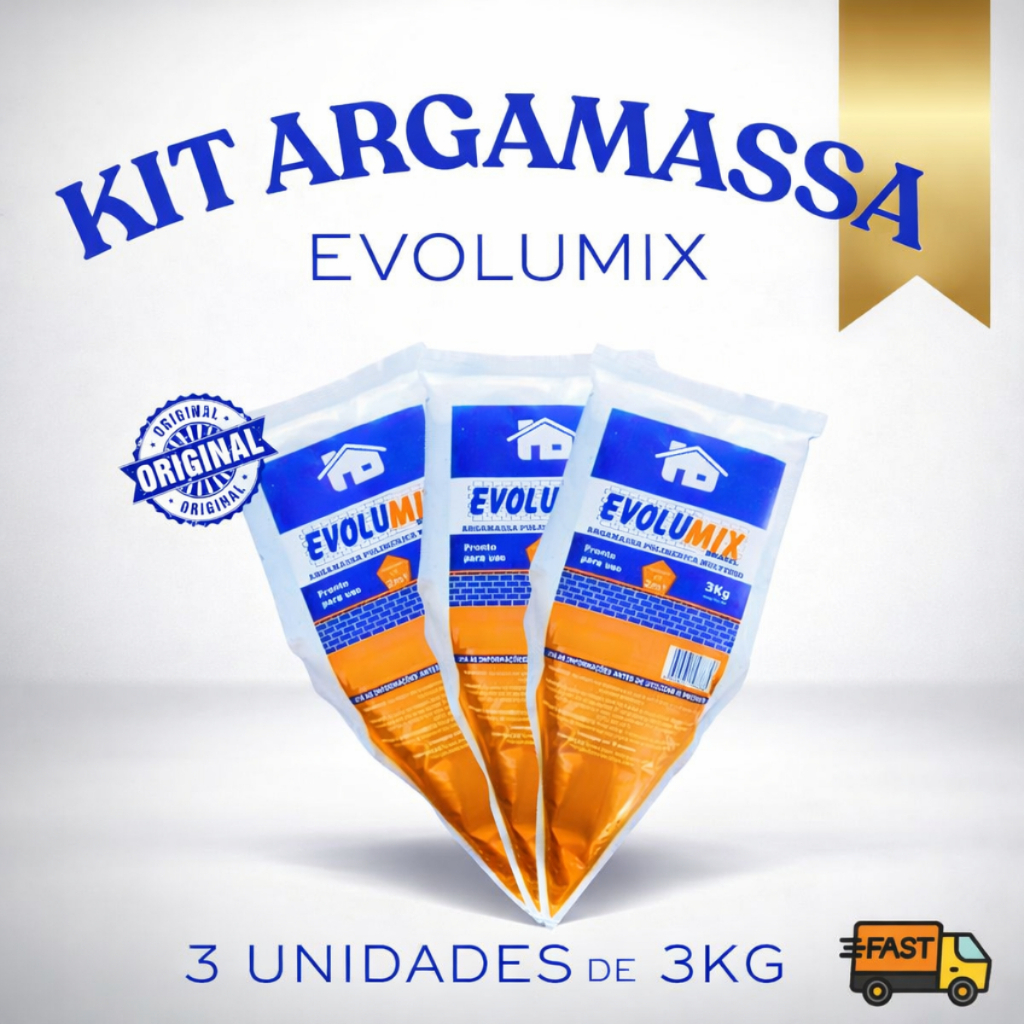 Kit 3 Argamassa Polimérica Evolumix 3kg | Pronta Uso Rejunte Impermeável