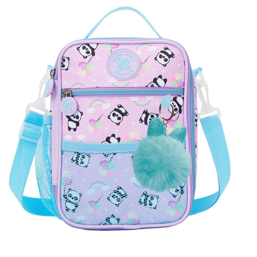 Lancheira Bolsa Merendeira Escolar Térmica Juvenil Menina Luxo Panda Balão Pompom 13772 em Oferta na Shopee