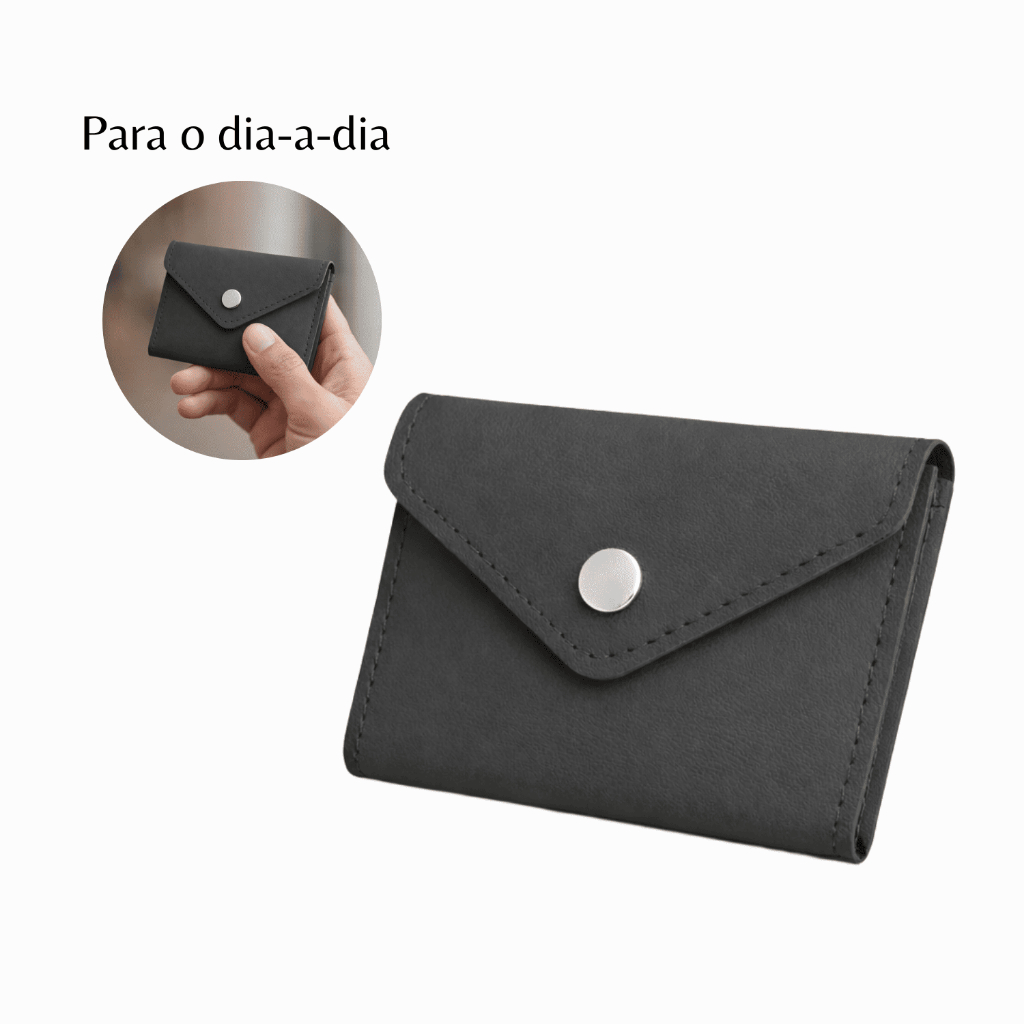 Carteira Feminina Porta Documentos em Couro Sintético Preto