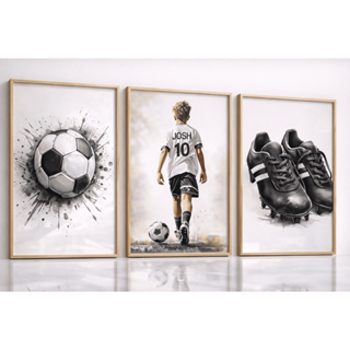 Quadro Decorativo Personalizado Nome Infantil Jogador de Futebol Chuteira Bola em Oferta na Shopee