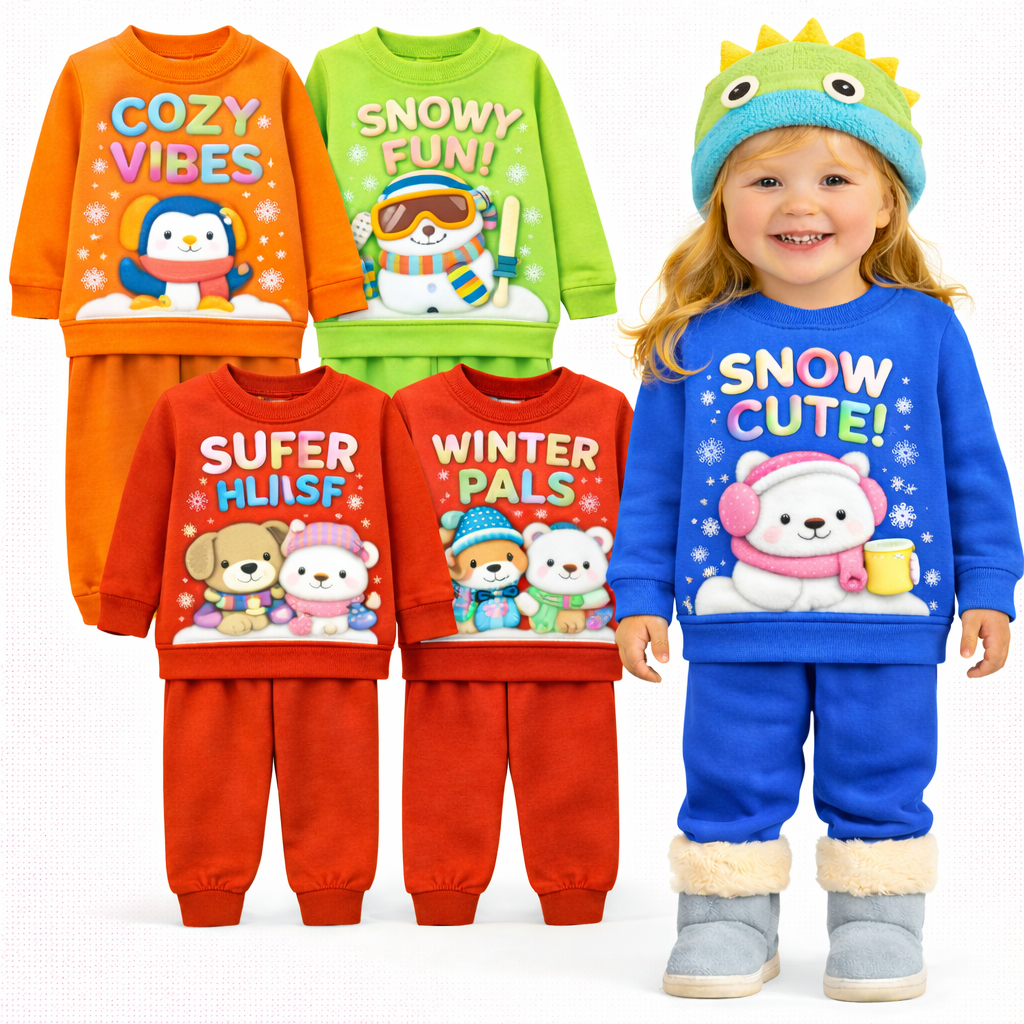 Kit Sortido 2 ou 4 Peças Moletom Infantil Menina Inverno Conjuntos Bebê Feminino Infantil Inverno Flanelados