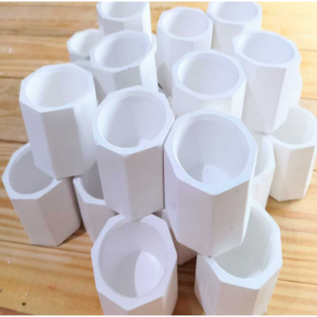 Kit Vasinhos de Gesso Sextavados 5x5 , Porta-Velas, Lembrancinhas e Festas em Oferta na Shopee