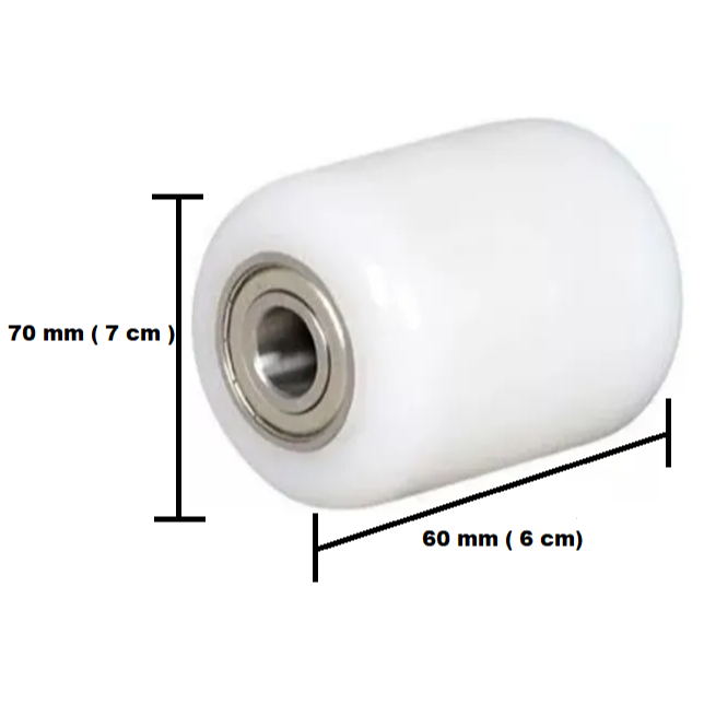 Roda de Nylon De Carga Dupla 70mm x 60mm Para Rolamento 6204, peças paleteiras transpalet manual, rodizio carrinho palet
