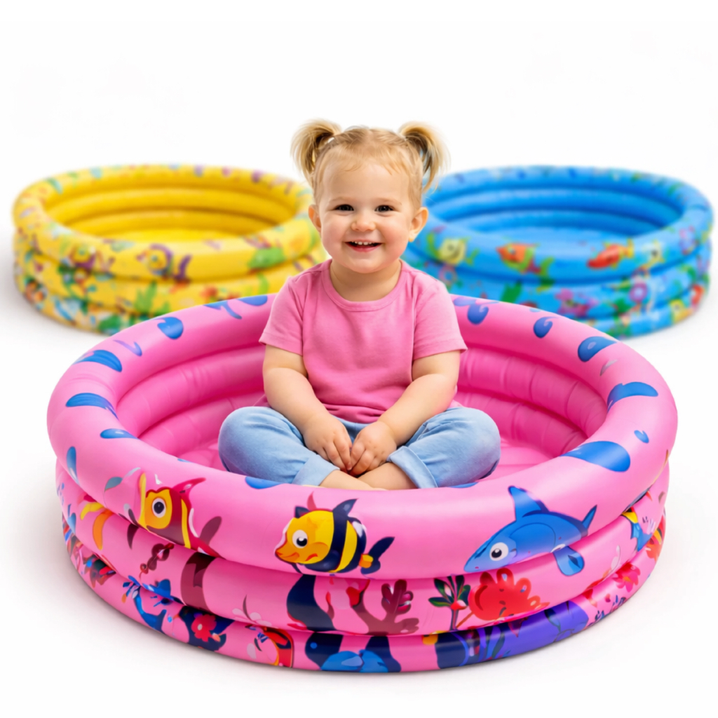 Piscina Redonda Inflável 3 Anéis Bebê Verão Menino Menina 40 Litros 60cm