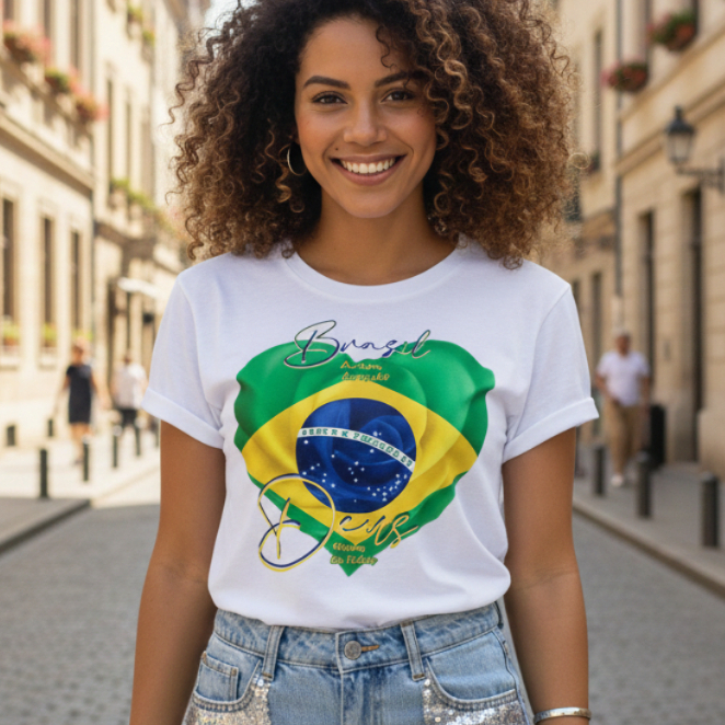 Camiseta Brasil Estampa Coração Pátria Jogo Copo do Mundo em Oferta na Shopee