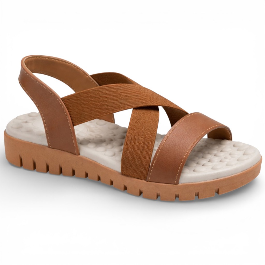 Sandália Ortopédico Madale Anatômico Feminino Elástico Cruzado Ajustável Confortável Casual