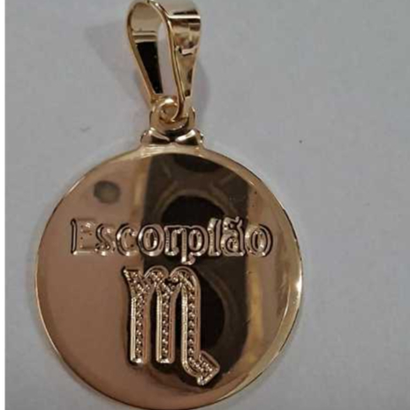 Colar Medalha SIGNOS - Pingente de 2 cm | Corrente Veneziana | Banho Ouro 18K e Prateada
