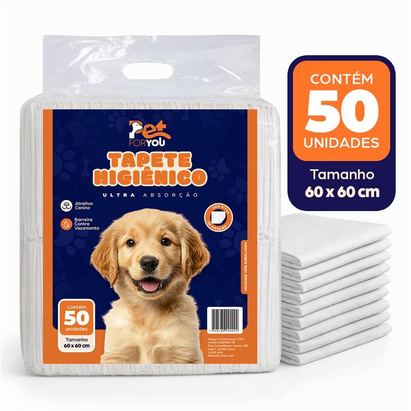 Tapete Higiênico 50un 60x60 Pet Descartável Macio Cães
