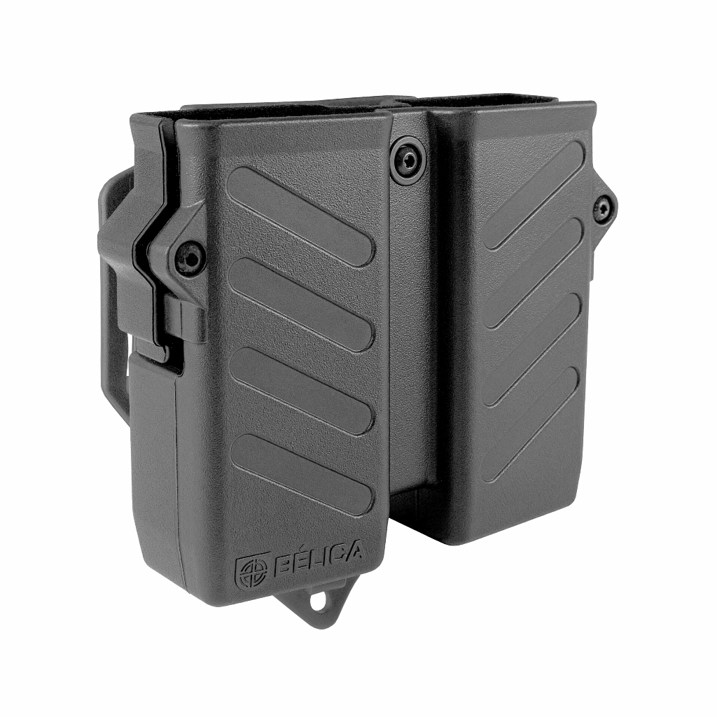Porta Carregador Duplo VECTOR Bélica - MOLLE - Preto Para Colete Cinto Modular