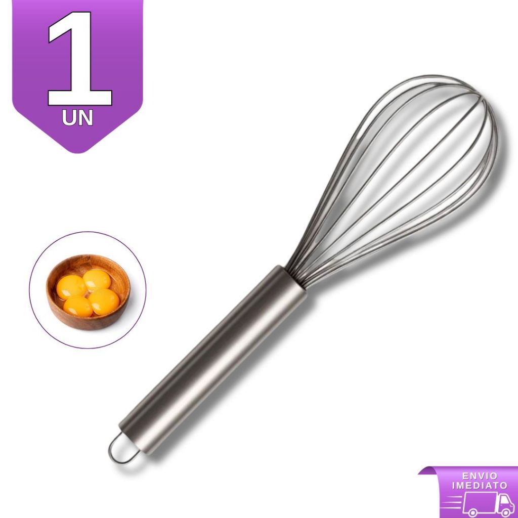 Fouet Fue Profissional em Aço Inox Batedor de Ovos e Massas, Mixer Manual 30cm
