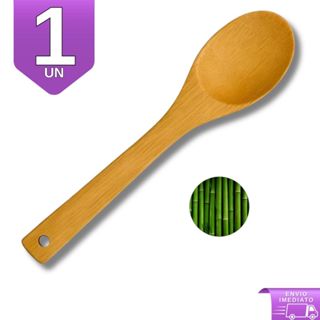 Colher de Bambu 30cm Para Cozinha Gourmet - Utensílio de Madeira Bamboo Natural Resistente em Oferta na Shopee