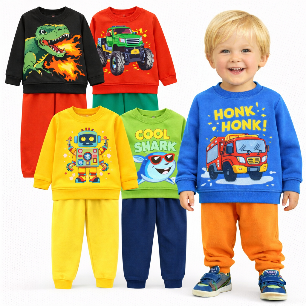 Kit Sortido 2 ou 4 Peças Moletom Infantil Masculino Inverno Flanelado Conjuntos de Moletom Infantil Peluciado Inverno