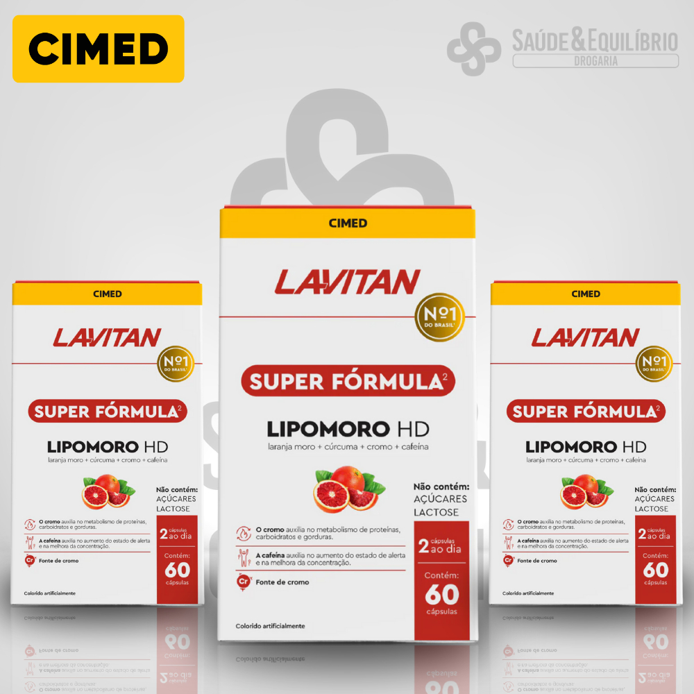 Lavitan Super Fórmula Lipomoro HD Morosil Cúrcuma Cromo Cafeína Controle de Medidas