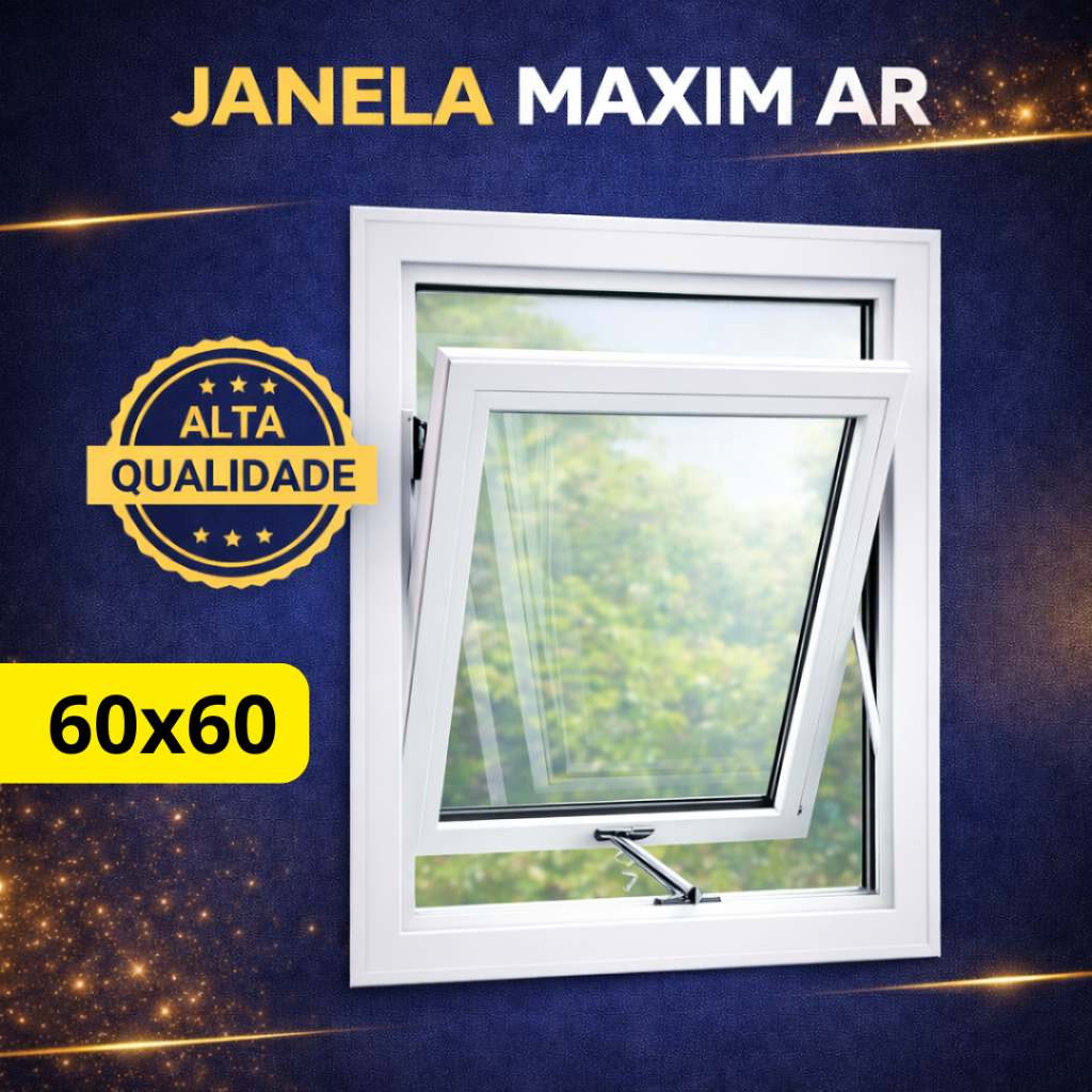 Vitro Maxim-Ar 60x60 Alumínio Branco Linha 25 – Janela Basculante para Banheiro