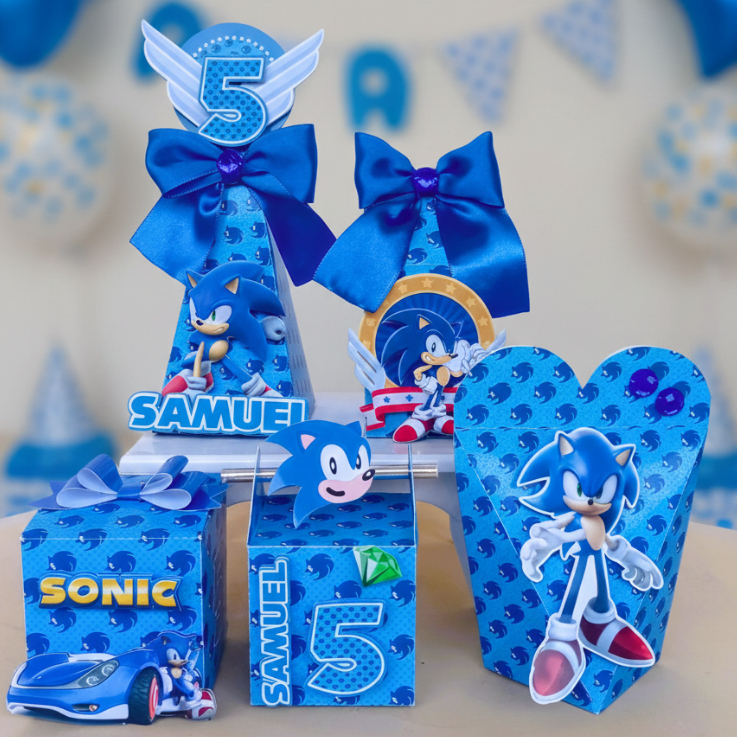 Caixas Personalizadas Sonic Infantil|Lembrancinhas para Festa de Aniversário Papelaria Personalizada