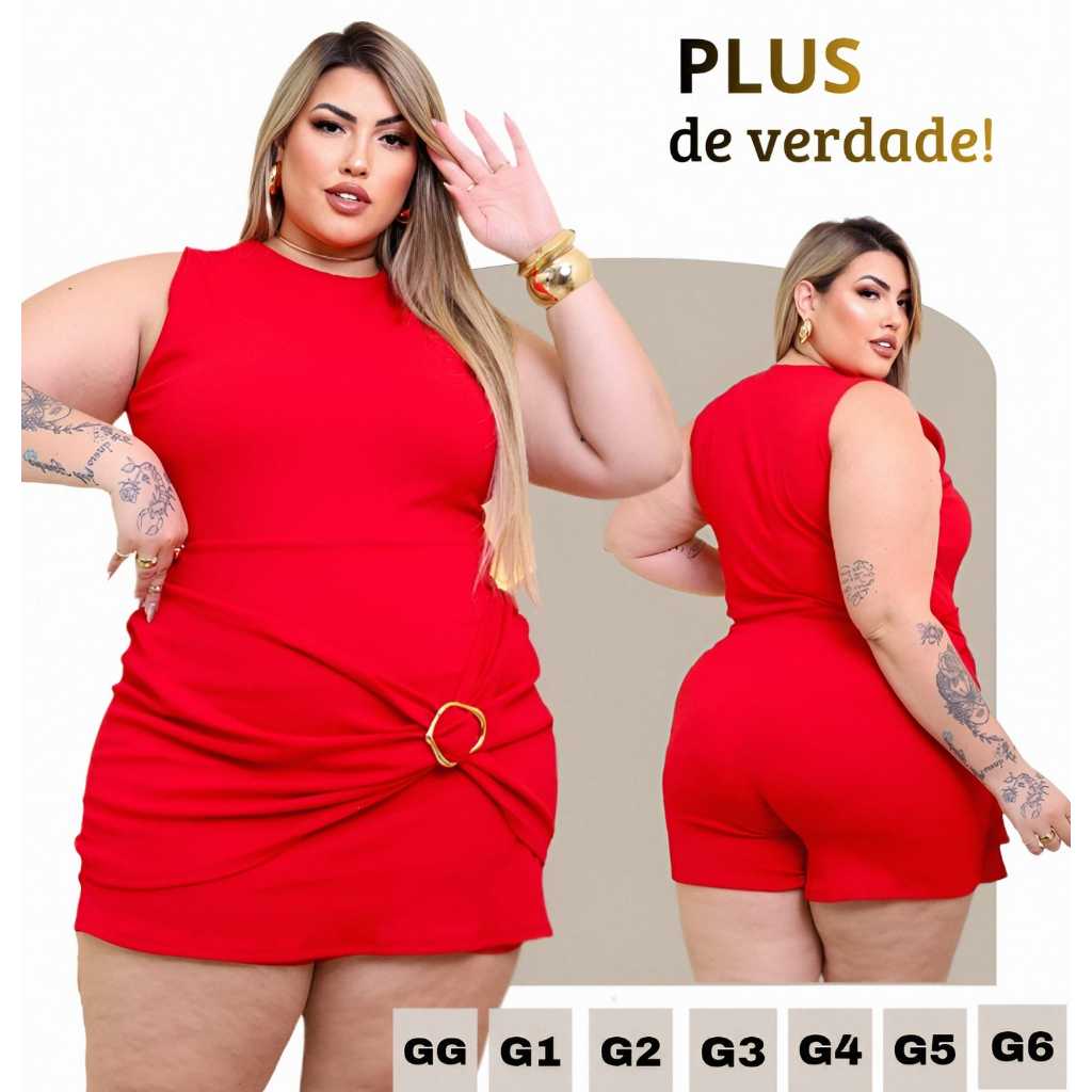 Conjunto Feminino Fivela Plus Size em Malha Premium Alta Elasticidade e Zero transparência do GG ao G6 em Oferta na Shopee