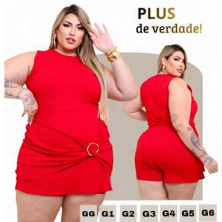 Conjunto Feminino Fivela Plus Size em Malha Premium Alta Elasticidade e Zero transparência do GG ao G6 em Oferta na Shopee