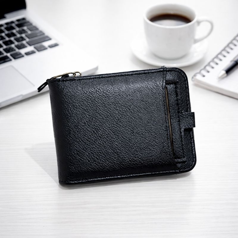 Carteira Masculina Porta Cartão Moedas CNH Compacta Zíper Reforçado