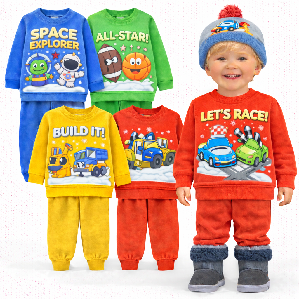 Kit Sortido 2 ou 4 Peças Moletom Infantil Menino Inverno Flanelado Conjuntos Moletom Infantil Masculino Inverno