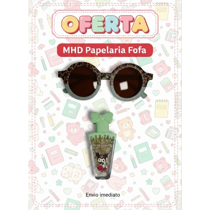 kit presente infantil /pulseira e gloss labial infantil/ pulseira e óculos infantil/ óculos de sol infantil redondo