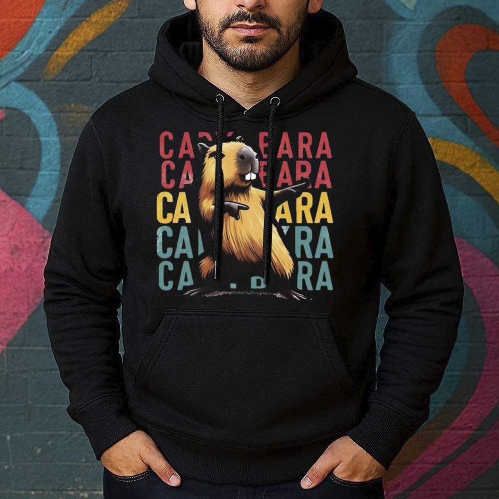 Blusa de Moletom Estampada Capivara Pose Canguru Masculina Confortável Do Tamanho P ao GG