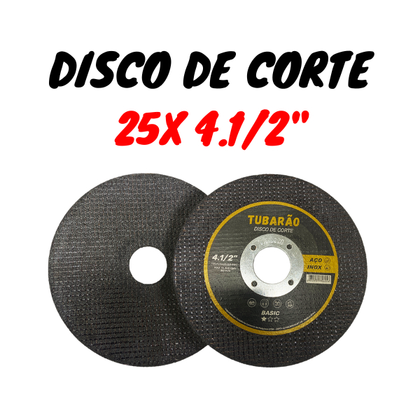 25 Disco de Corte 4.1/2" x 1,00mm Furo 7/8" Inox e Metal - Tubarão