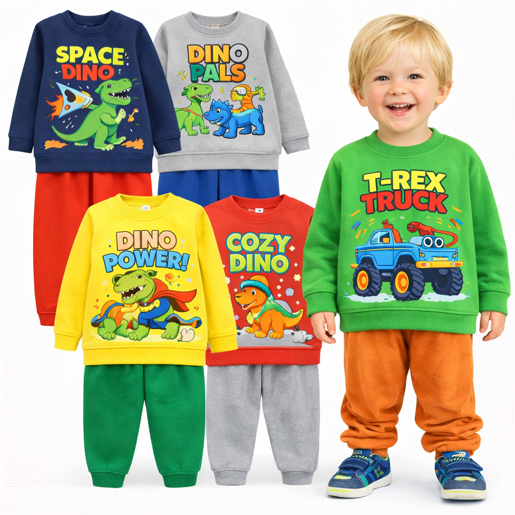 Kit Sortido 2 ou 6 Peças Conjunto de Inverno Menino Flanelado Conjunto de Moletom Infantil Bebê Masculino Inverno