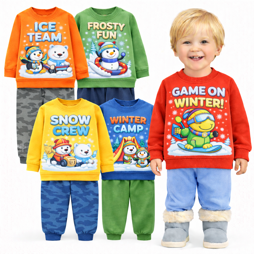 Kit Sortido 2 ou 4 Peças Moletom Masculino Infantil Inverno Flanelado Conjuntos de Inverno Bebê Menino Inverno